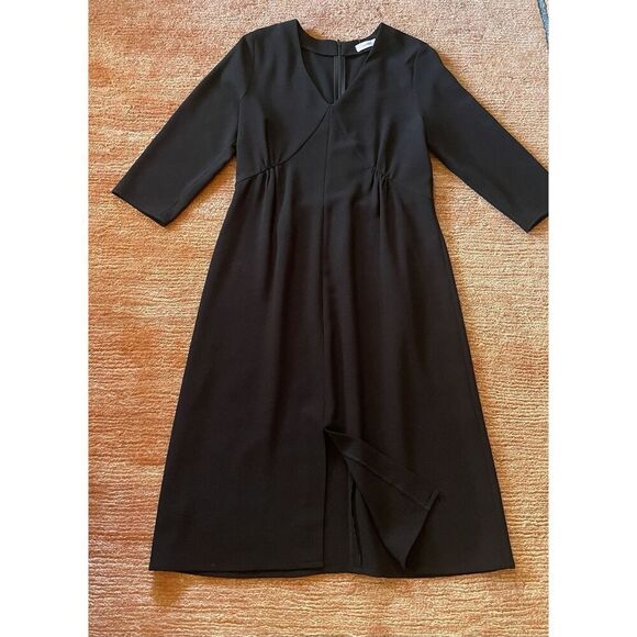 Sita Murt Midi  BlackDress 3/4 Sleeves Wrinkle free Front slit Zip at back М/40 - Picture 1 of 10